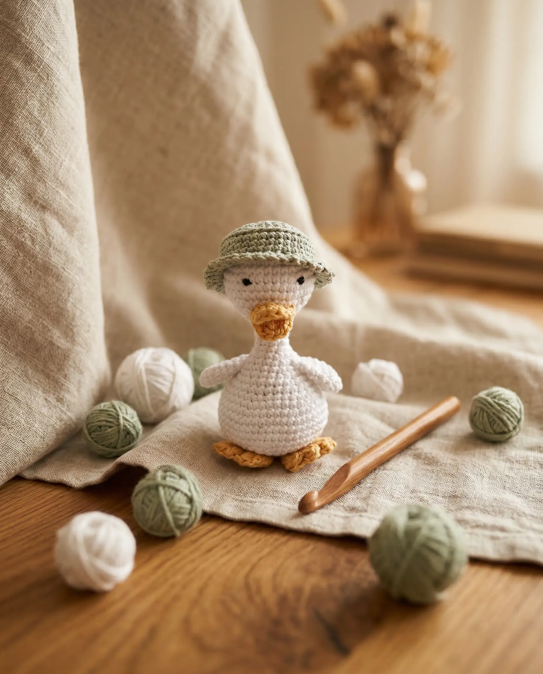 Kézzel horgolt amigurumi figura közelről